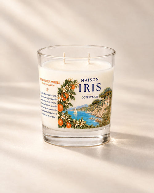 Bougie parfumée 220 g Maison Iris « Nuit blanche à Antibes » — Fleur d’oranger