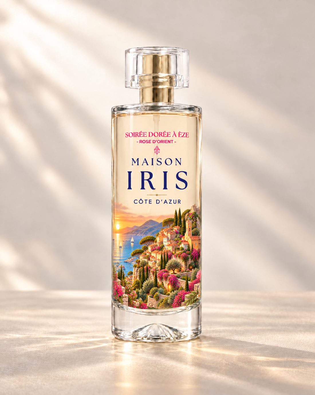 Parfum d’intérieur 100 ml Maison Iris « Soirée dorée à Èze » — Rose d’Orient